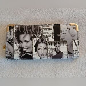 Vogue Magazine Print Clutch - Black and White Shiny Vinyl